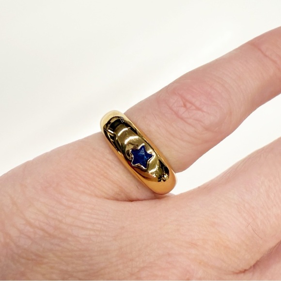 NWT Petit Moments Gold Ring with Blue Star Accent, Size 6 - Picture 1 of 3